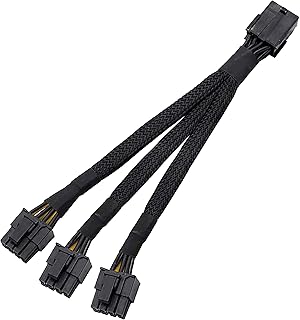 16 AWG, PCI-e 8Pin PCI Express Graphics Video Card GPU VGA 8 Pin Female to 3X GPU 8(6+2) Pin Male GPU 8 pin Splitter Power Sleeved Cable 8 Pin GPU 12-inches TeamProfitcom