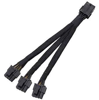 16 AWG, PCI-e 8Pin PCI Express Graphics Video Card GPU VGA 8 Pin Female to 3X GPU 86+2 Pin Male 8 pin Splitter Power Sleeved Cable 12-inches