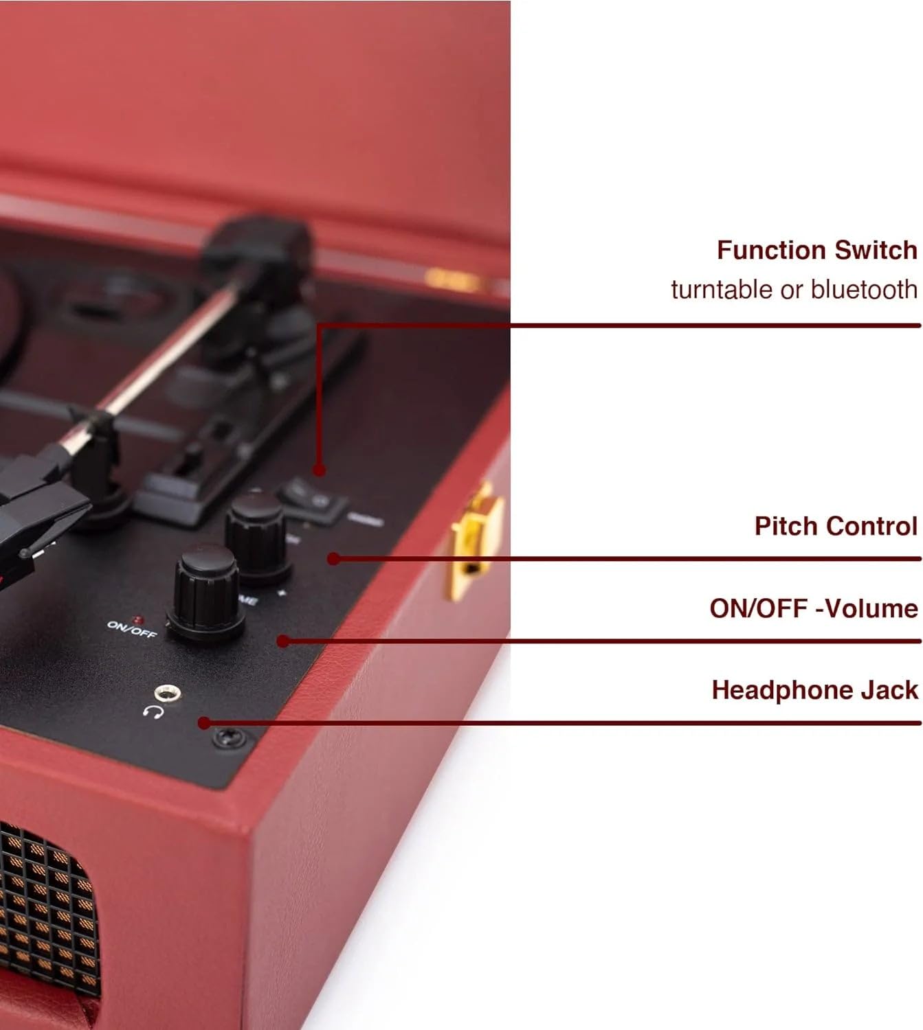 Crosley Voyager Giradischi con 2 altoparlanti, Bluetooth In & Out e AUX - Giradischi Vintage a 3 velocità - Per vinili da 7", 10" e 12" - Portatile con custodia integrata - Borgogna