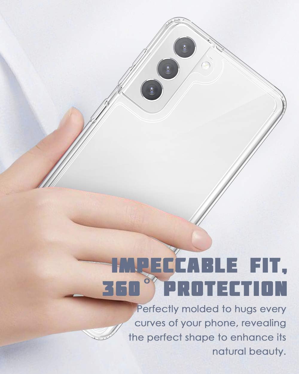 MoKo Compatible with Samsung Galaxy S21 6.2 Inch 2021 Case, Transparent Shell Sturdy Anti-Shock Flexible TPU Bumper + Hard PC Back Anti-Yellow Cover Fits Galaxy S21 6.2", Crystal Clear