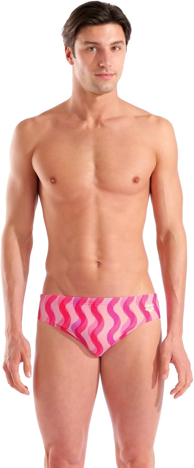 Arena Men's Arena Performance Men's Breast Cancer Collection Ripple Swim Brief Sports Swimwear