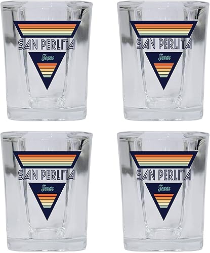 Miniatura 2 de R and R Imports San Perlita Texas 2 Ounce Square Base Liquor Shot Glass Retro Design