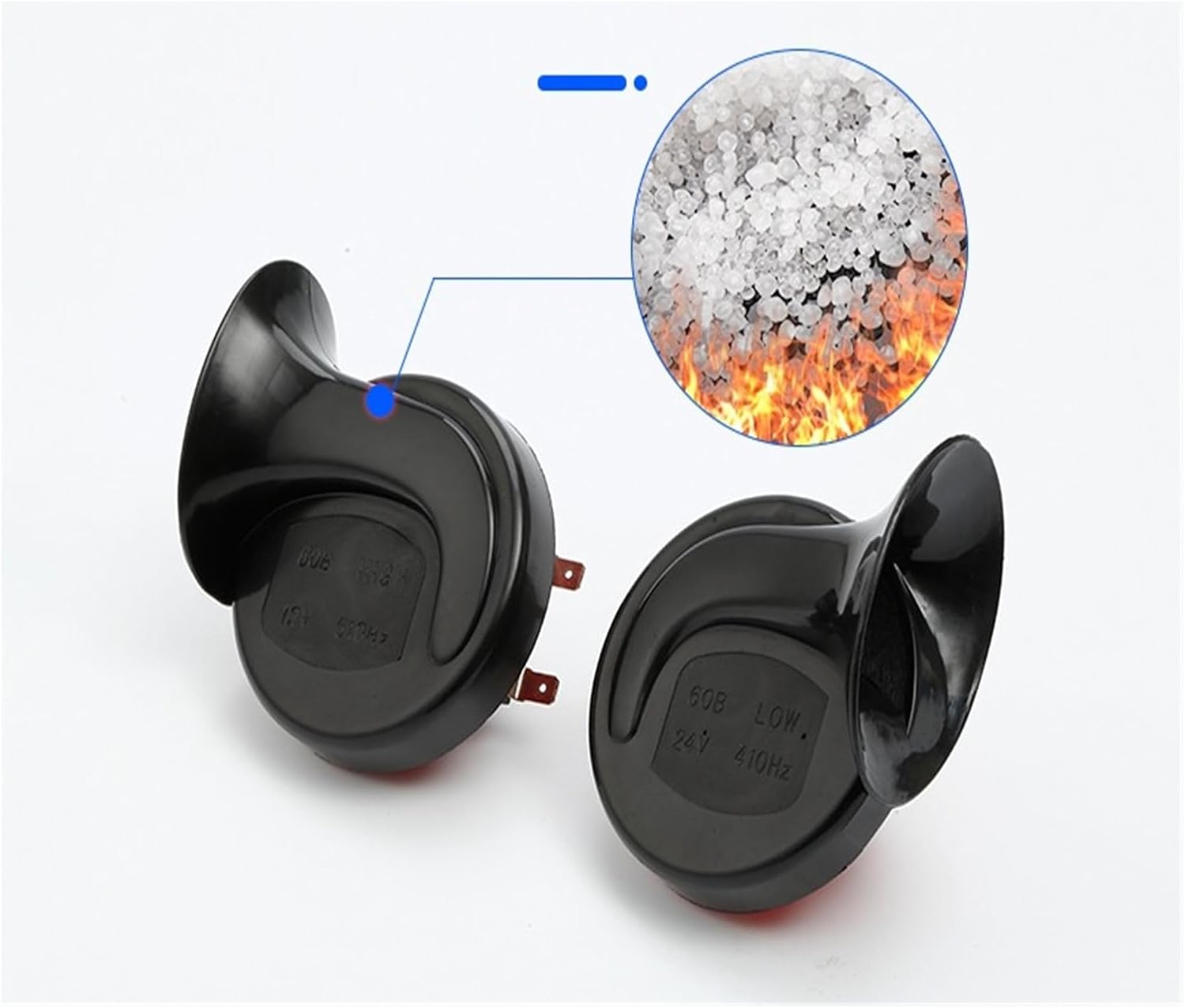 New 300Db Waterproof Super Loud Whistle Car Horn Modified 12V24V Snail Electric Horn(24Vone(redandblack))