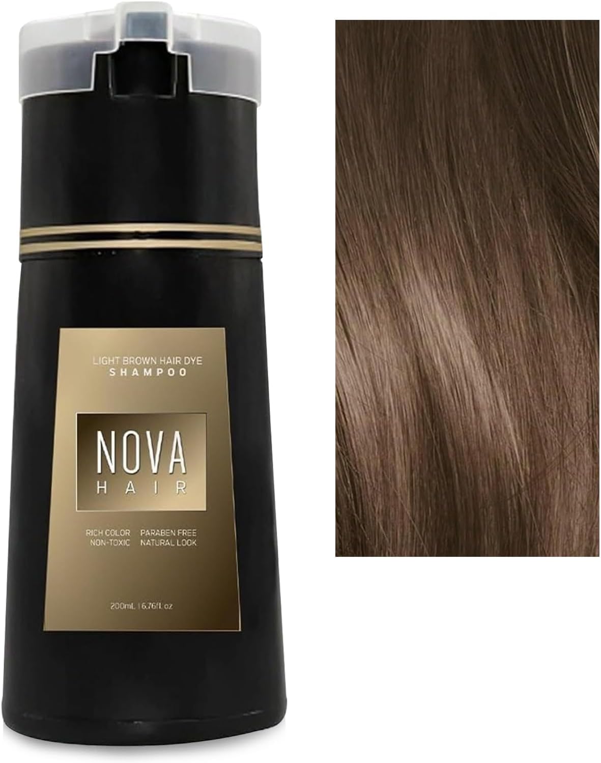 Nova Hair Dye Shampoo, Nova Hair Instant Dye Shampoo, 3 in 1 Natuurlijke ingrediënten Haarkleurshampoo, Langdurige haarkleurshampoo voor dames en heren (lichtbruin)