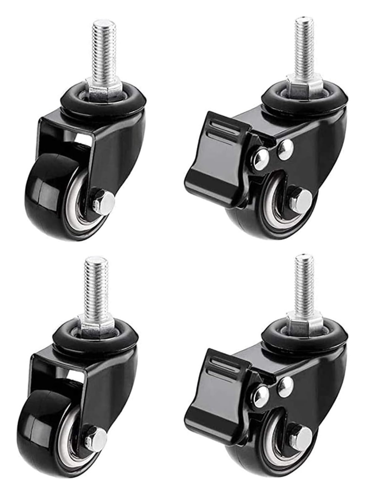Roulettes pivotantes en caoutchouc robuste de 3,8 cm pour charges lourdes
