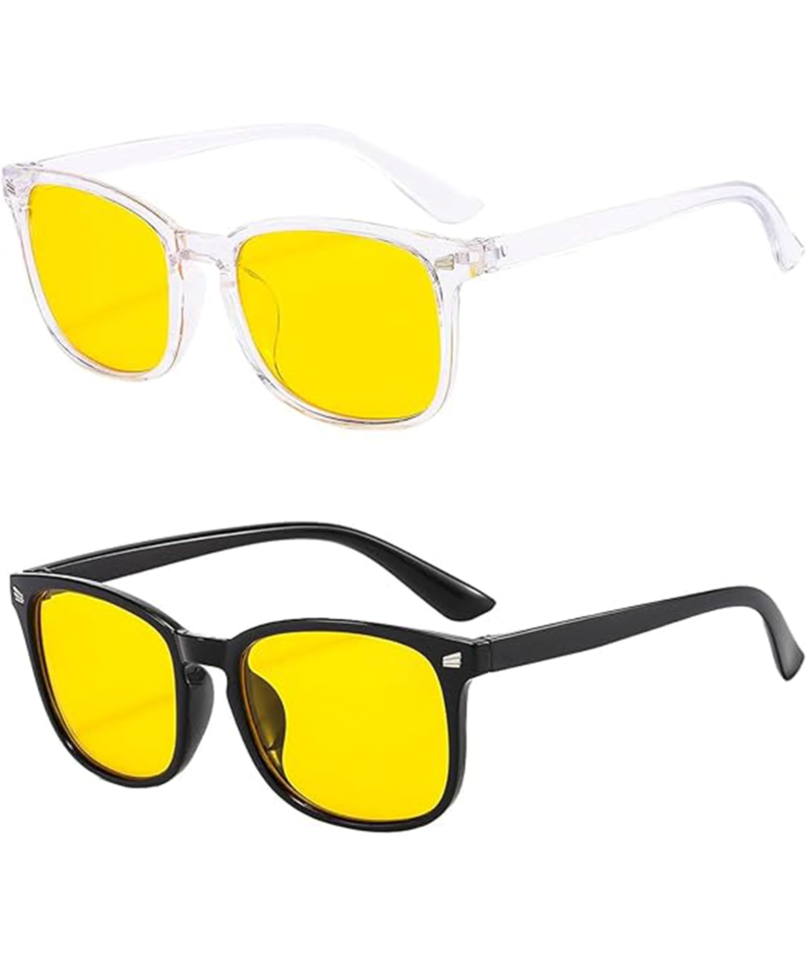 inocean 2 Pairs Yellow Sunglasses Man, Sun Glasses for Driving and Vacation, UV Protection Eyewear, White and Black Frames-picture-21