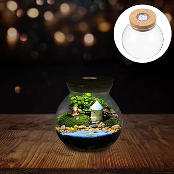 Gatuida LED Light Micro Landscape Bottle High Borosilicate Glass DIY Terrarium Jar for Home Decor with View and Smooth Surface Easy to Clean