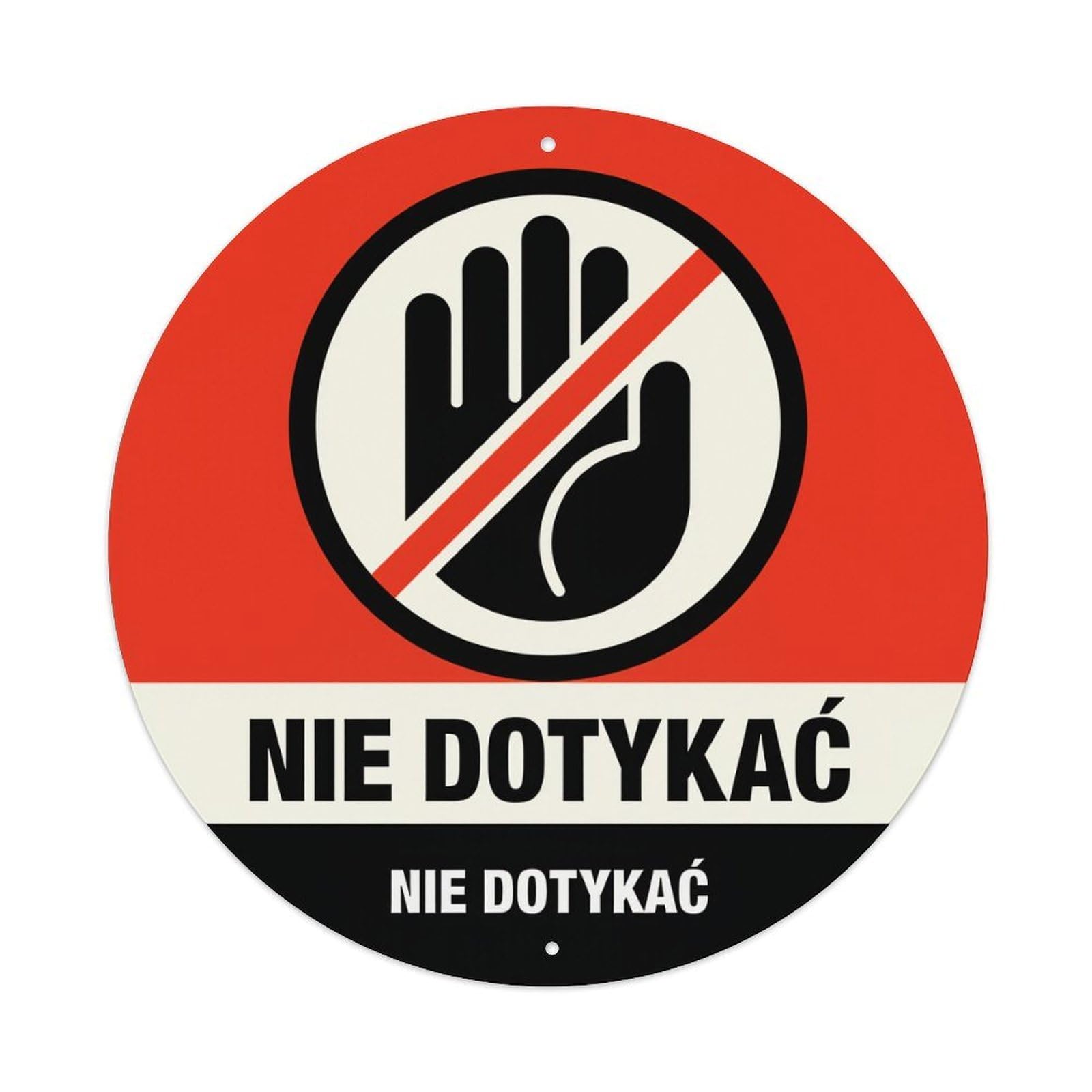 No Touch Sign Pattern Round Tin Sign Vintage Metal Poster, Home Bar Garage Man Cave Cafe Indoor & Outdoor Wall Decoration 8x8Inches