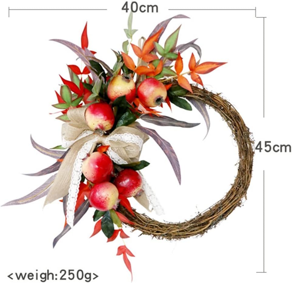 Faux Fruit Wreath Autumn Colours Harvest Festival Maple Leaf Pomegranate Wreath Festive Decoration