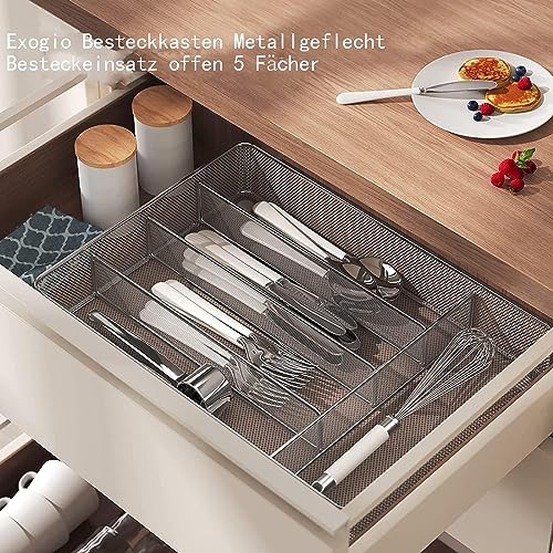 Boites a couverts ouvertes 5 compartiments tiroirs insert cuisine gris - 5