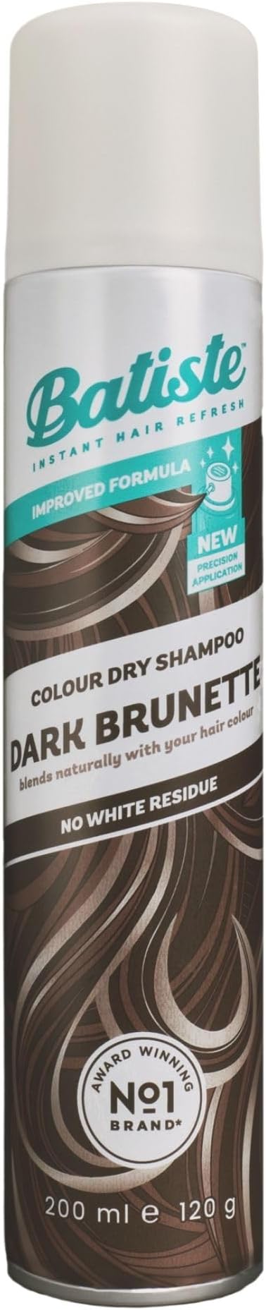 Dry Shampoo Dark Brunette , Hint of Colour Range, Instantly Refreshes and Revives Dark Hair, Removes Oil, with Targeted Diffuser, Fabulous Look in 4 Steps, No White Residue, No Rinse, 200 ml