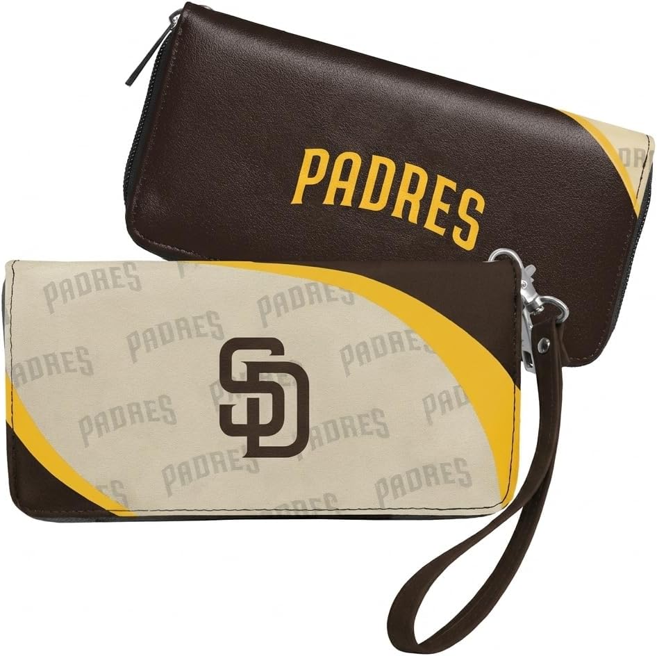 Littlearth MLB San Diego Padres Curve Zip Organizer Wallet, Wristlet and Wallet in One, Team Color, 8 x 4 x 1 Inches