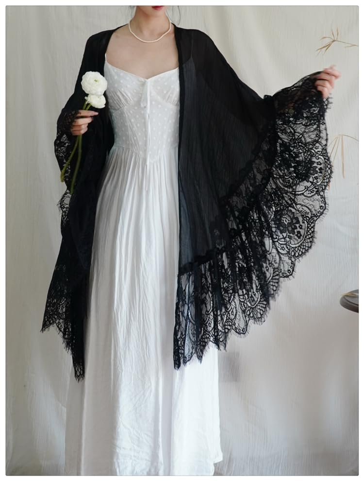 Datangep Sexy Shawls and Wraps Lace Chiffon Scarf for Evening Dresses Women Slip Dress Bridal Stole4