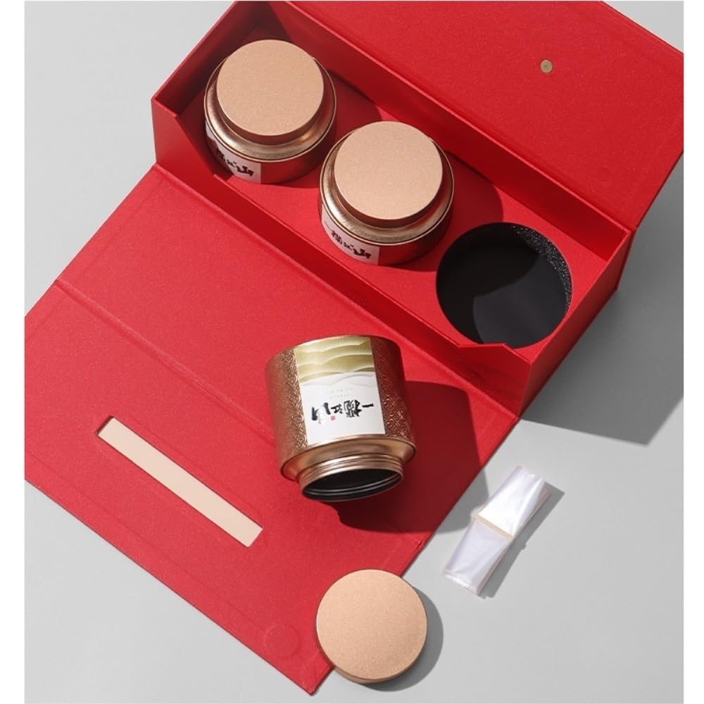 Teeservice für losen Tee, Vorratsdose, runde Dose, leere Dose, Küche, Aufbewahrungsdose, chinesische Teedosen, drei Dosen, Geschenkbox-Set, Tee-Vorratsdose (A, Doppeldose)