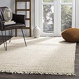 Safavieh Natural Fiber Collection NF368B Handmade Boho Fringe Woven Jute Area Rug, 8' x 10', Ivory