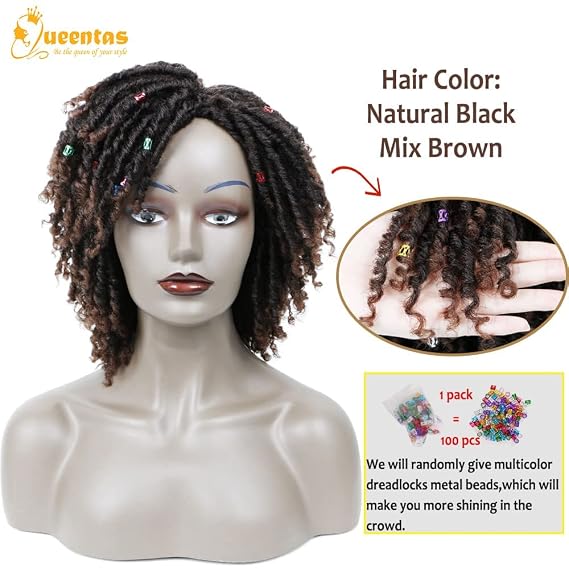 12 Afro Curly Braided Synthetic Dreadlock Wig for Black Women/Men #1B/30 | Lightweight Breathable Cap, Tangle-Free Faux Locs Twist, Secure Fit for All-Day Wear, Daily Parties and Styling