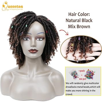 12 Afro Curly Braided Synthetic Dreadlock Wig for Black Women/Men #1B/30 | Lightweight Breathable Cap, Tangle-Free Faux Locs Twist, Secure Fit for All-Day Wear, Daily Parties and Styling