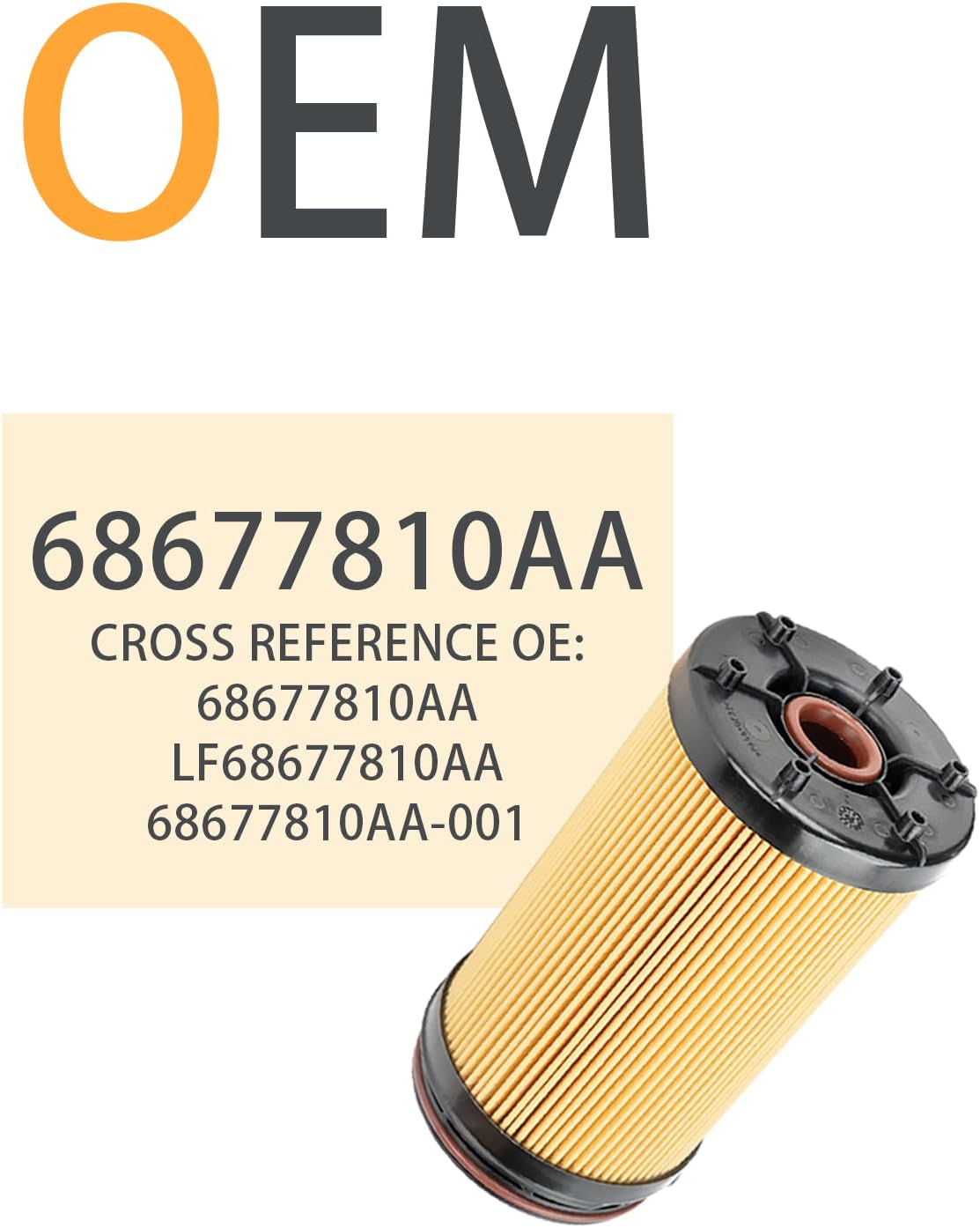 68677810AA Oil Filter Compatible with 2025-2026 Ram 2500 3500 4500 5500 6.7L Cummins Turbo Diesel Engine