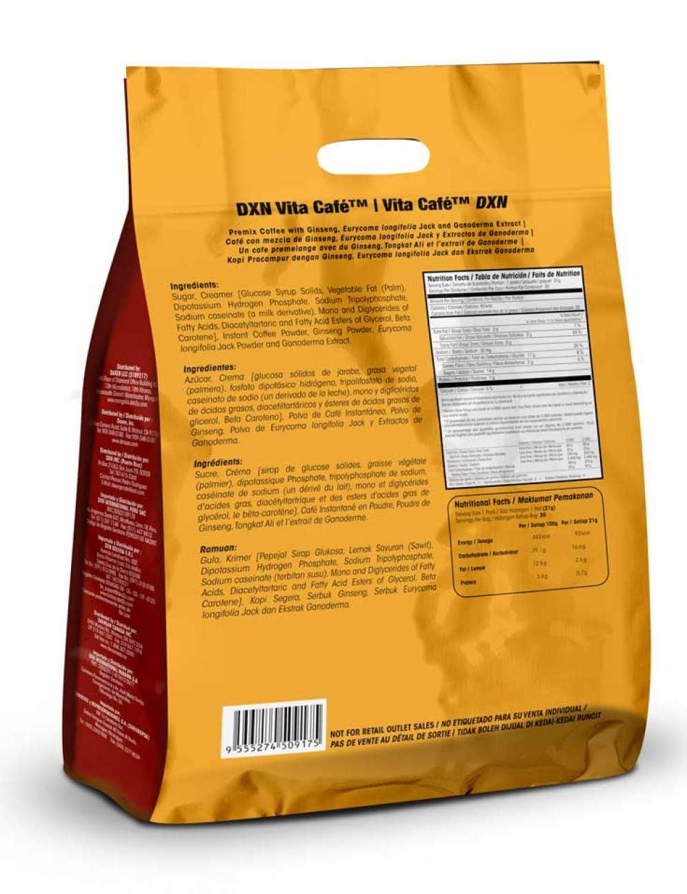 LIMITEDBONUSDEAL DXN Vita Cafe 6 In 1 Coffee 20 Sachets (12 Pack)