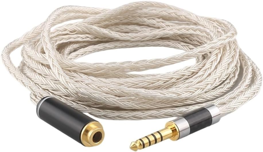 High Quality16 Core OCC Silver Plated Headphone Earphone Extension Cable for XLR 2.5mm 3.5mm 6.5mm 4.4mm Male to 4.4mm Female(3.5mm 3 Pole,0.5m)