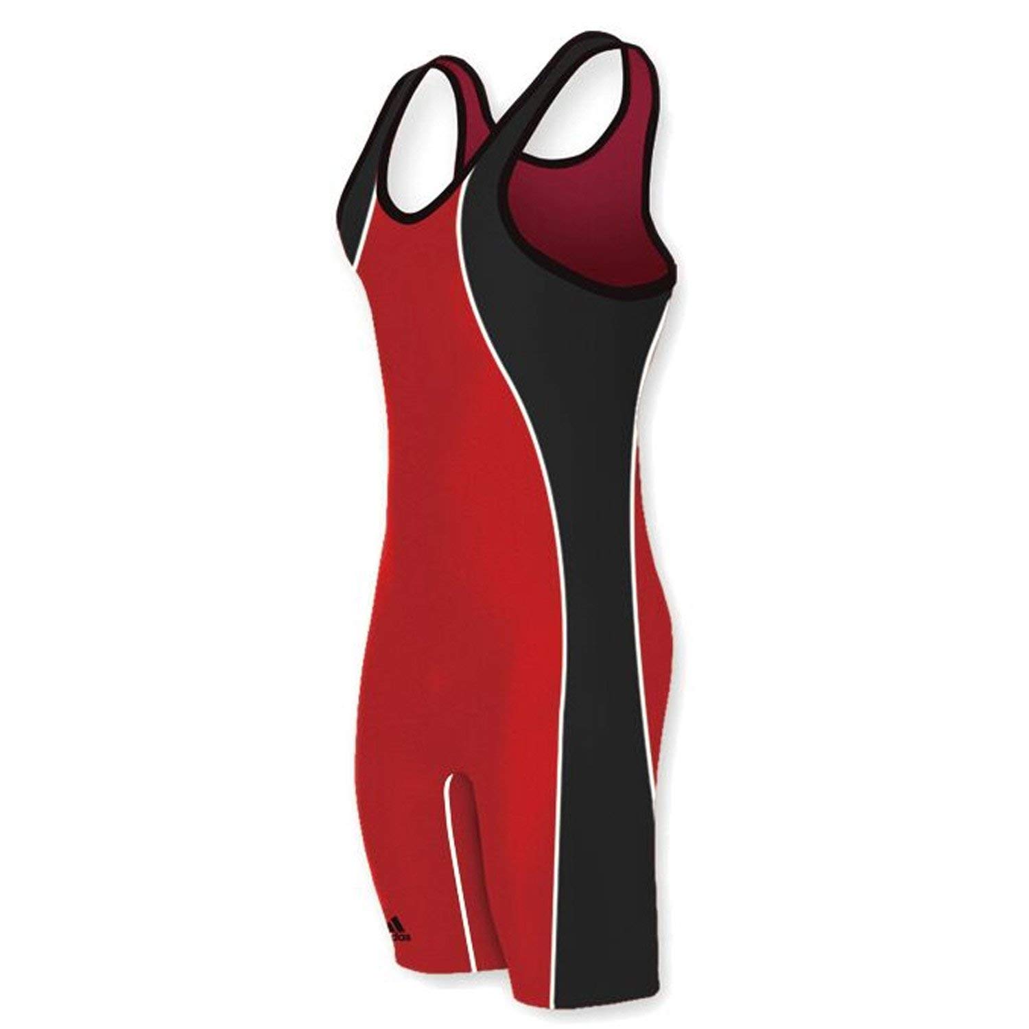adidas Men's Wide Panel Singlet Wrestling, Red/Black, XXL