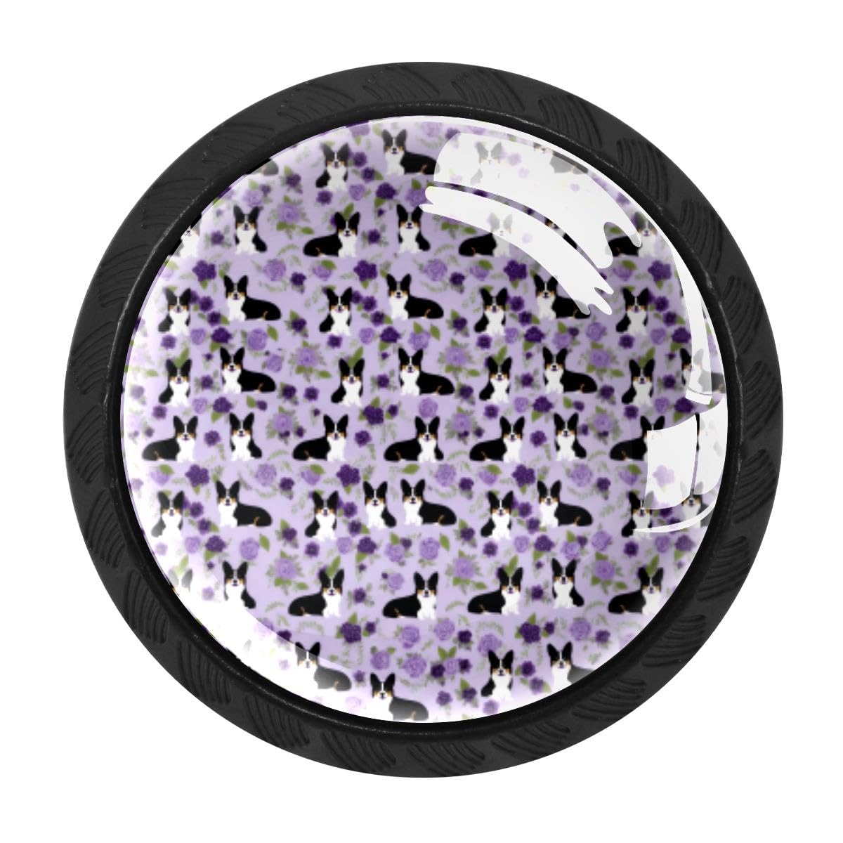 Heoeh Multi 4 4 Pcs Cabinet Knobs, Corgi Purple Floral Drawer Knobs Dresser Handles