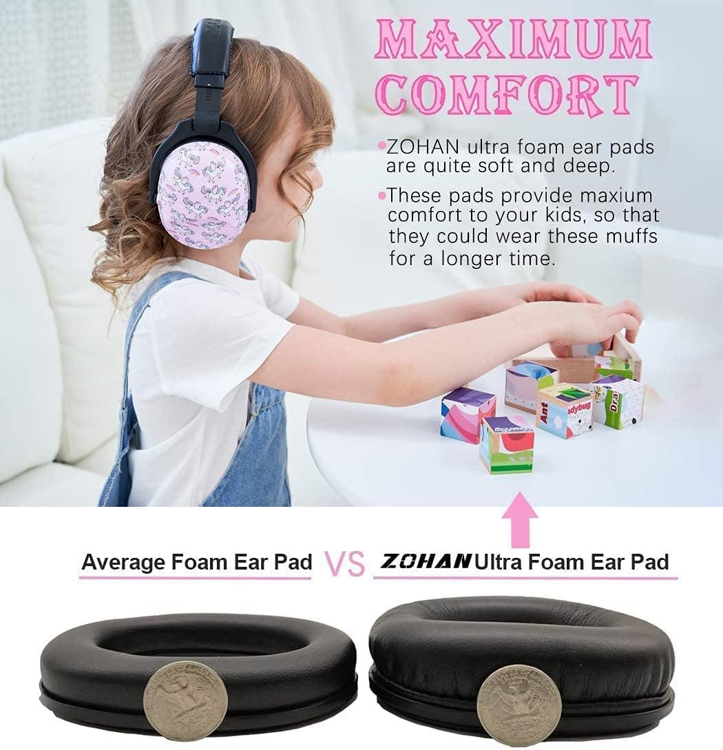 ZOHAN Kids Ear Protection 3 Pack, Hearing Protection Safety Ear Muffs for Children Have Sensory Issues, Adjustable Noise Reduction Earmuffs for Concerts, Fireworks, Air Shows (Nebula&Rap&Unicorn)