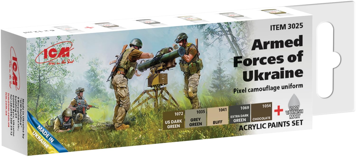 ICM 3025 Armed Forces of Ukraine Acrylic 6-Paint ICM35750 Model Kit Set Pixel