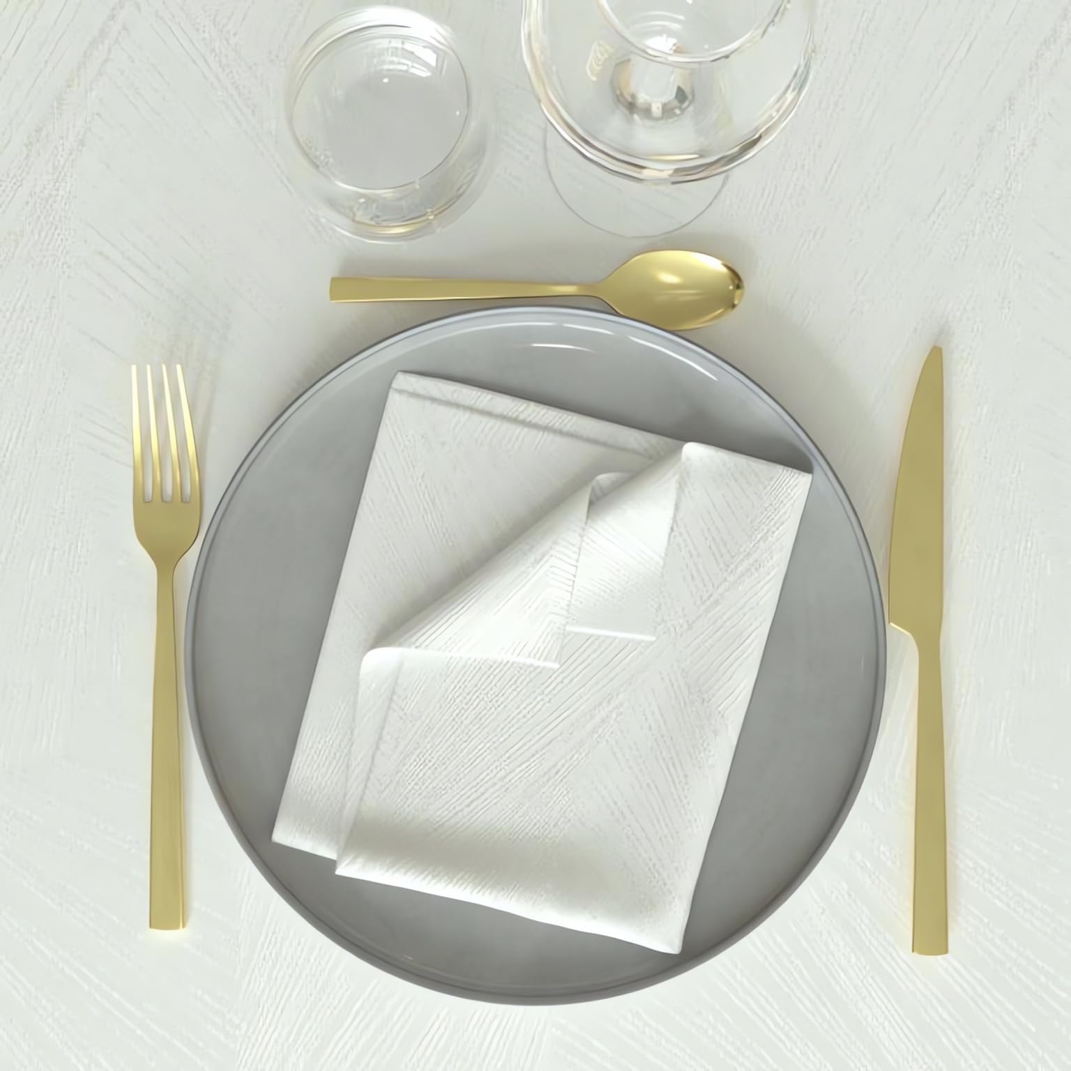 Soleil d'ocre, Set of 3 Napkins 45 x 45 cm White