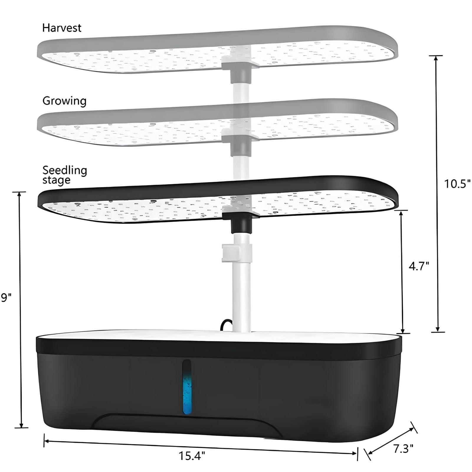 Zestaw Do Uprawy Hydroponicznej 12 Doniczek, 4L Inteligentny Ogród Ziołowy Do Wnętrz Z 20W Lampą Led Do Uprawy, Timerem, Automatyczną Pompą Wodną, Regulowaną Wysokością Do Warzyw I Owoców white