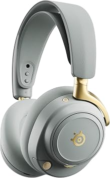 SteelSeries 61663 Arctis Nova Elite Sage & Gold Lightweight Wireless Simultaneous Connection Sealed High Resolution Active Noise Cancelling Gaming Headset with Hi-Fi Sound for PC/PS 5/4/Switch2/Switch/Smartphones