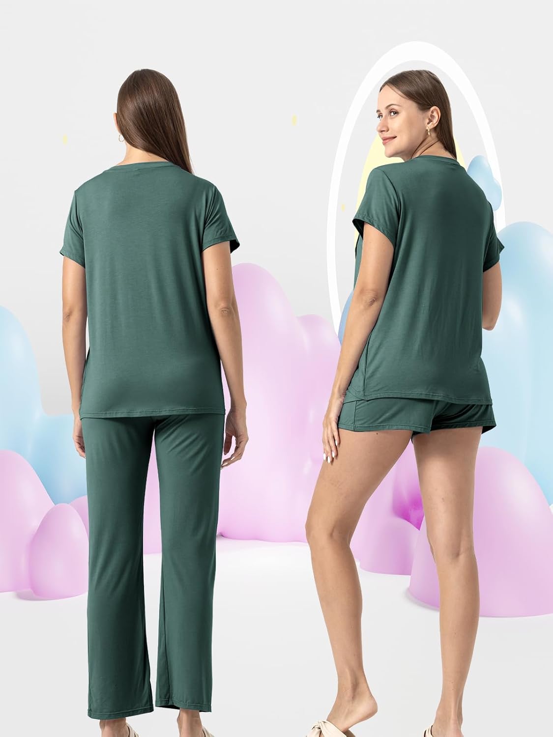 Rnxrbb 3 Piece Postpartum Nursing Pajamas Set Casual Soft Maternity Breastfeeding Pjs Sleepwear Loungewear Clothes Layer