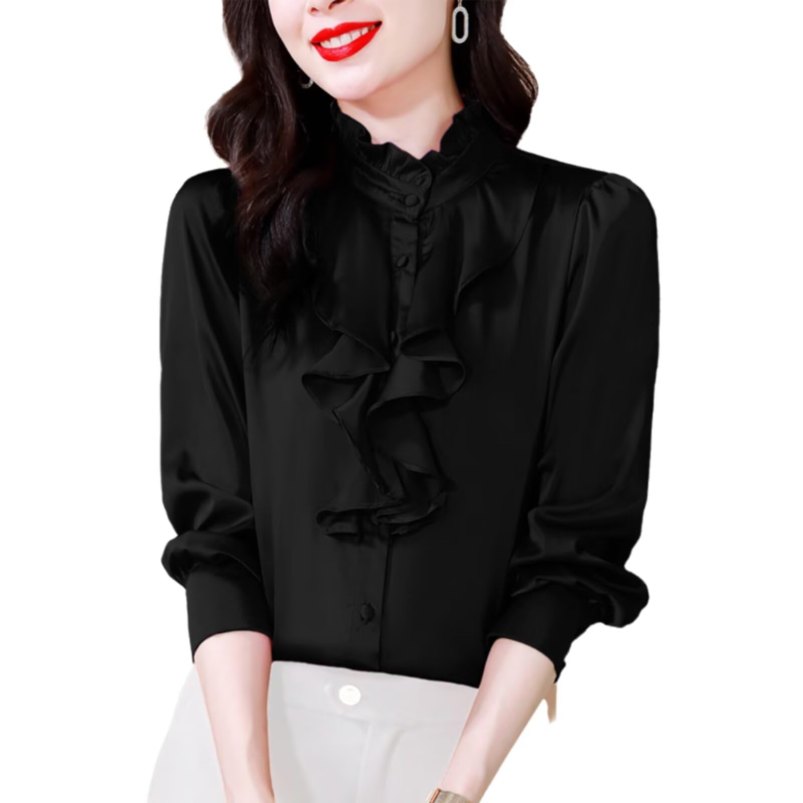 HNVAVQ Blusa Donna in Seta 100% – Camicia Manica Lunga Elegante da Ufficio