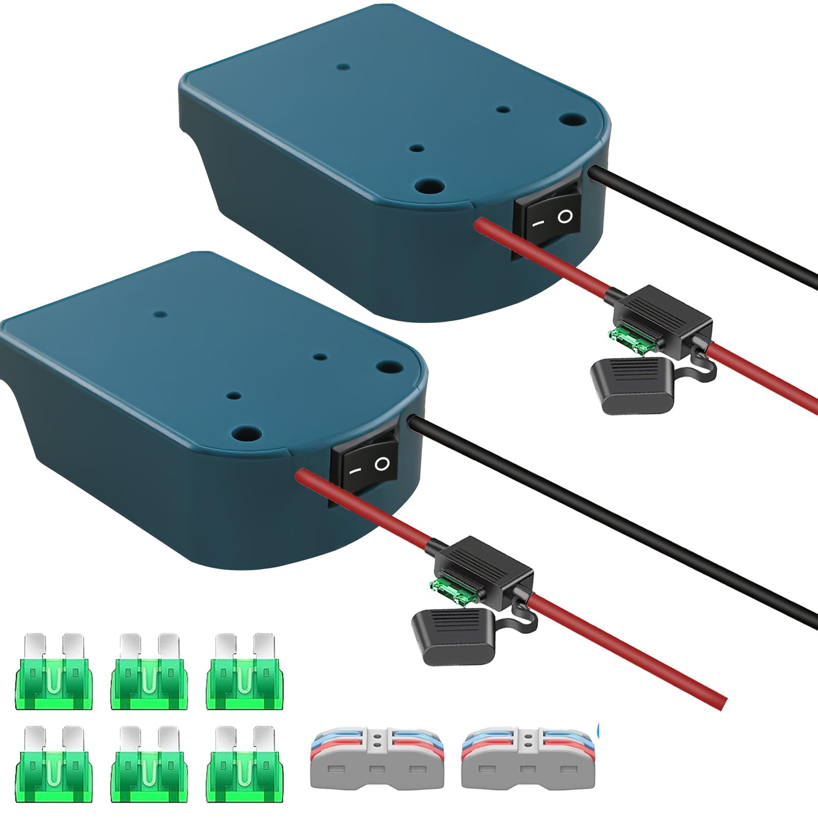2 Pack for Makita 18 V Battery Power Wheel Adapter, Power Wheels Battery Converter Kit with Fuses & Wire Clamps, 14AWG Wire, Power Connector for DIY RC Car Toy, Robotics, RC Truck