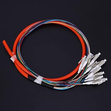 LC/UPC Multimode Fiber Pigtail Cable, 12 - Fiber Optic Cable with PVC Outer Shell, 1.5m Carrier - Class Optical Patch Cord for Networks, High Stability Low Insertion Loss for