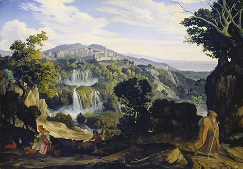 ArtDirect Carl Philipp Fohr 18x14 Gold Ornate Frame and Double Matted Museum Art Print Titled - The Waterfalls of Tivoli (1817) ArtDirect Carl Philipp Fohr 18x14 Gold Ornate Frame and Double Matted Museum Art Print Titled - The Waterfalls of Tivoli (1817)