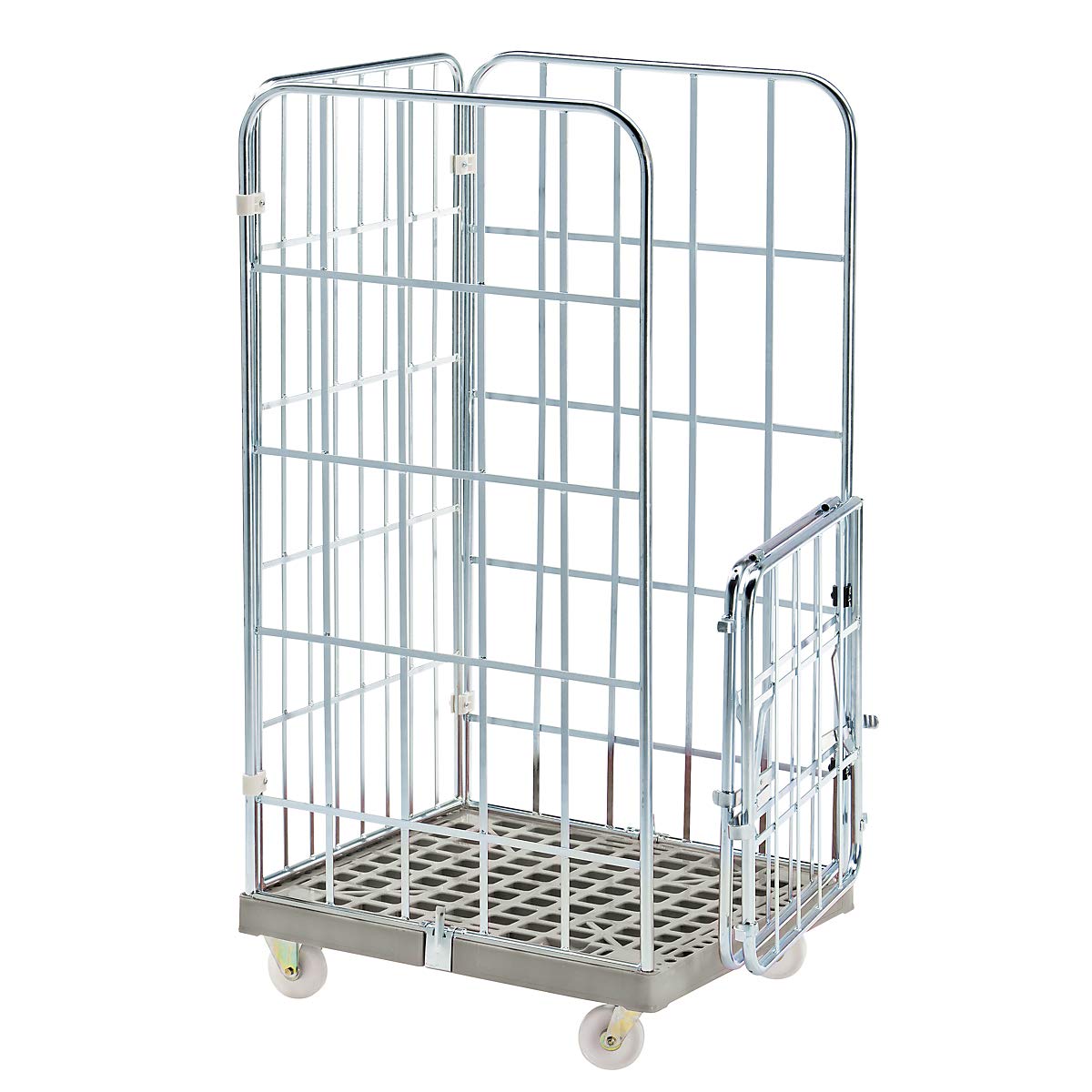FRANKEL kaiserkraft | Roll-conteneur MODULAIRE | Socle Roulant en Plastique | grillagé sur 4 côtés | Socle Bleu foncé