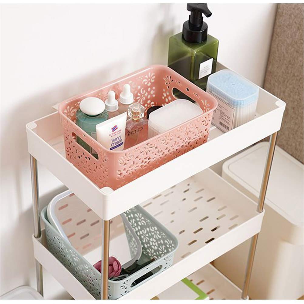 FOROREH Plastic Storage Baskets with Lids 5Pcs MutiColour Plastic Organizer Baskets with