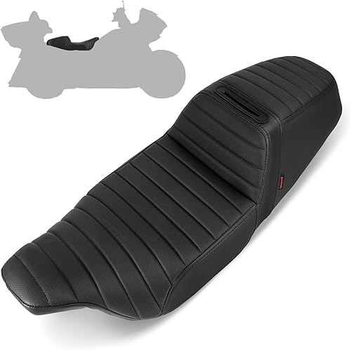 Motorcycle Seat Upgraded One-Piece Driver and Passenger Seat with Diamond Pattern Stitching Fit for Harley Touring Electra Glide 1997-2007 Road Glide 1998-2007(Black Stitching)