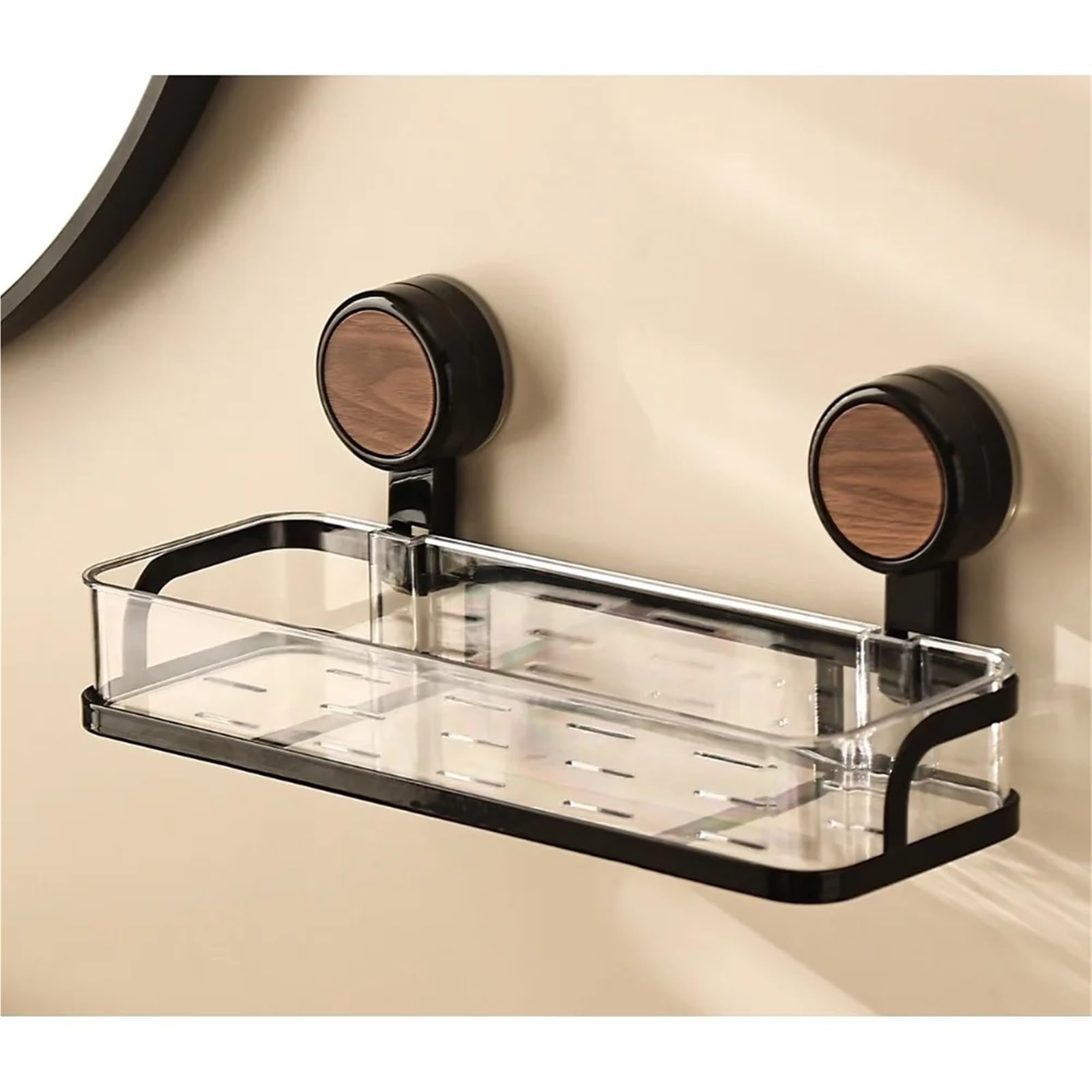 Pasamanos con Ventosa de Nogal para Lavabo de baño Antiguo, Barra de Agarre para baño con perforación Libre (Plateada)