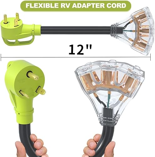 Miniatura 5 de AOWEITOUR Adaptador de 30 amperios a 110,NEMA TT-30P macho a 3X 5-20R T-Blade conectores domésticos con hoja en T, generador de 30 amperios a 20