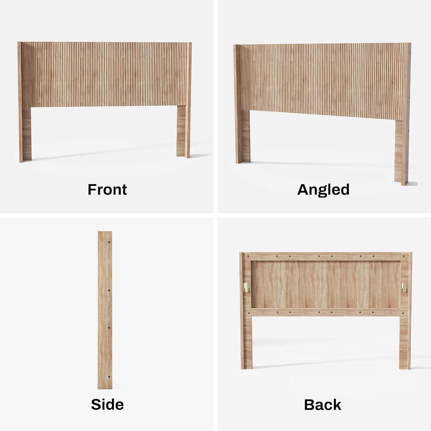 King Size Fluted Headboard ONLY - Wall Mount Wood Headboard, Rustic & Modern Farmhouse,Boho,Fluted Panel,Wingback Design (Oak, King)