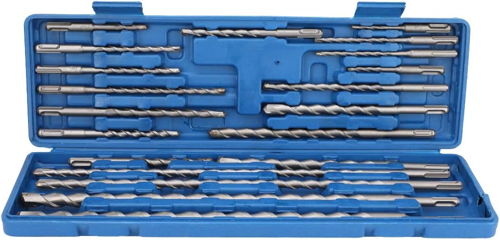 Acouto Chisel Set 20Pcs Hammer Drill Bits Chisel Set Tool with Blue Tool Drill Bits Concrete Tile Removal - Masonry Chisels