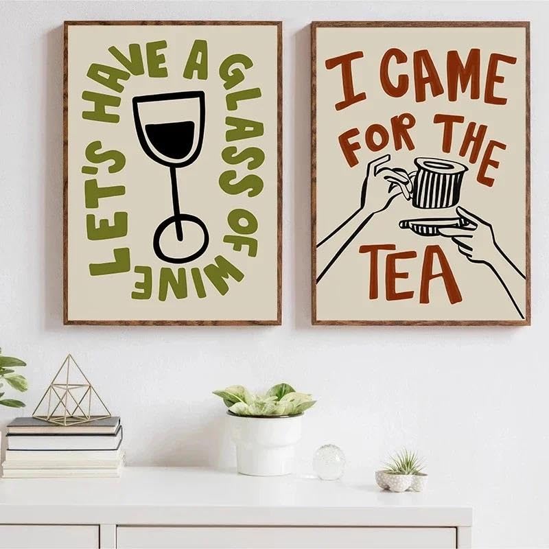 Cuadro sobre lienzo decorativo de té de la tarde y croissant colorido, 40x60cm 3