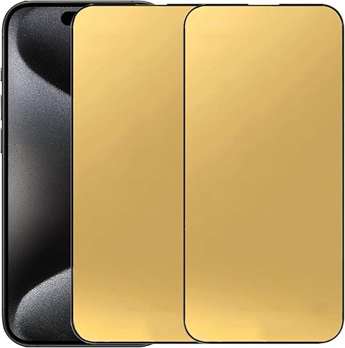Paquete de 2 protectores de pantalla de espejo de vidrio templado anti-azul para iPhone 15 Pro, 6.1 pulgadas, dureza 9H, antiarañazos, cubierta