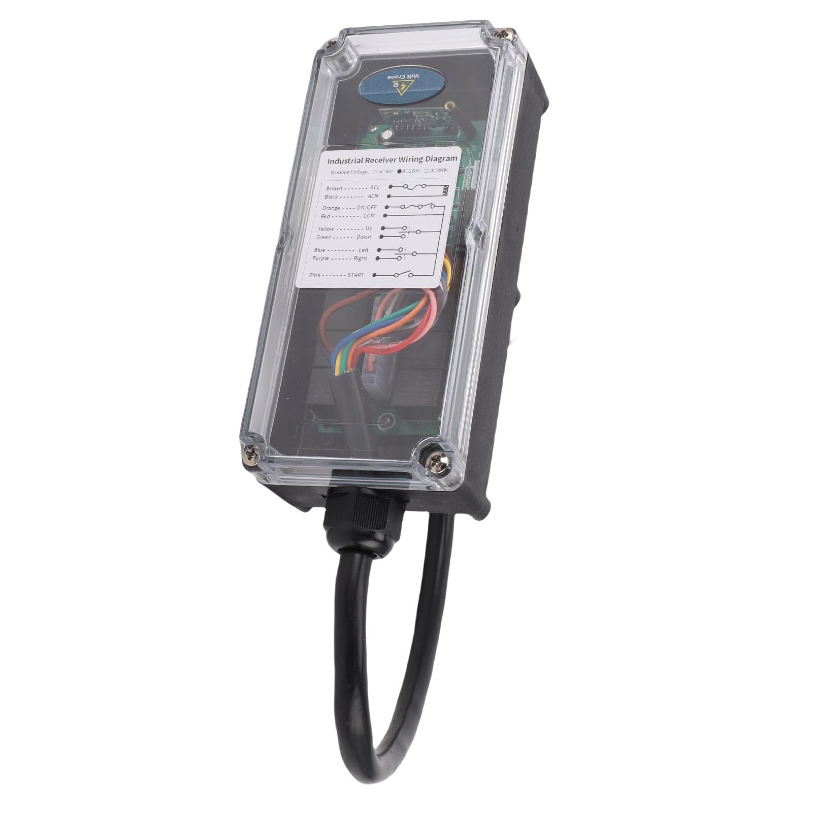 Duokon Telecomando per Gru Wireless ABS Radiocomando a 6 Pulsanti Controller per Paranco da 420 a 450 MHz Portata 328 Piedi Arresto di Emergenza per Operatori di Sollevamento a Ponte Sopraelevato