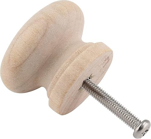 Miniatura 10 de 20 pomos redondos de madera para gabinetes de 1-38 pulgadas (1.378 in), pomos de madera en forma de hongo, pomos de madera para gabinete, aparador y