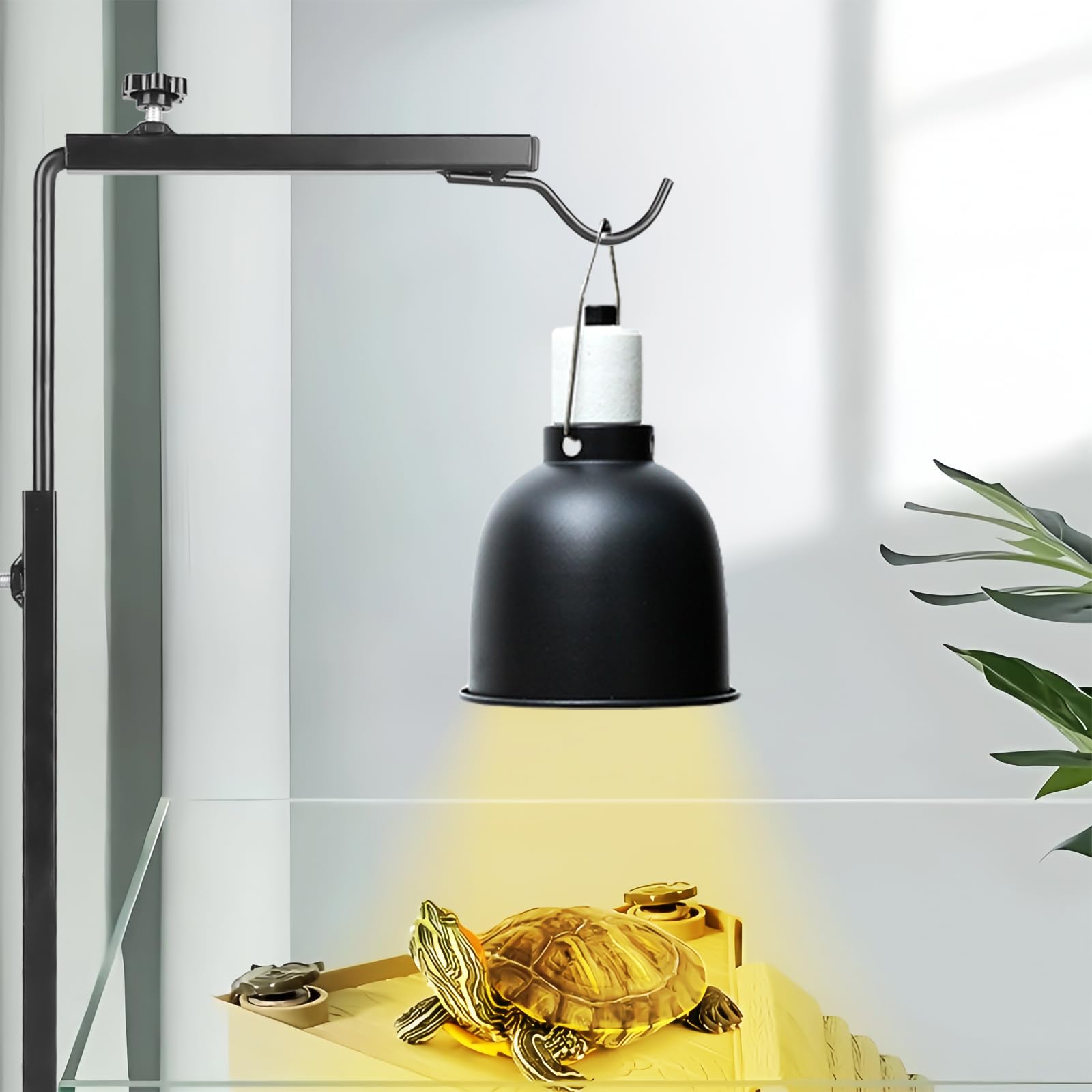 Reptilien Wärmelampenständer: Reptilien Lampenständer Verstellbarer mit Sockel, Reptilien Lampenhalter für Terrarium und Habitatkäfig, Verstellbar Höhe 38-64 cm Breite 20-30cm