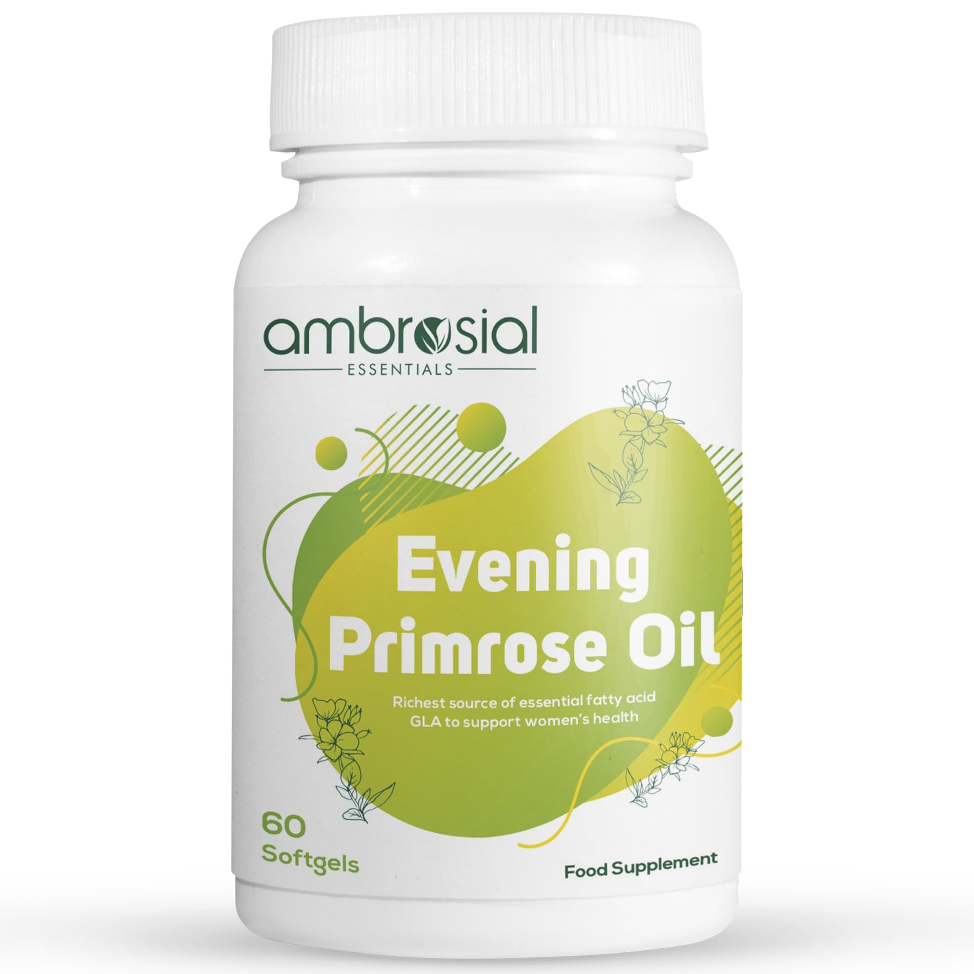 AMBROSIAL Evening Primrose Oil (EPO) 1000mg | 60 Capsules | Rich Source of Omega 6 & GLA | Non-GMO, Gluten Free | No Artificial Preservatives (Pack of 1-60 Softgels)