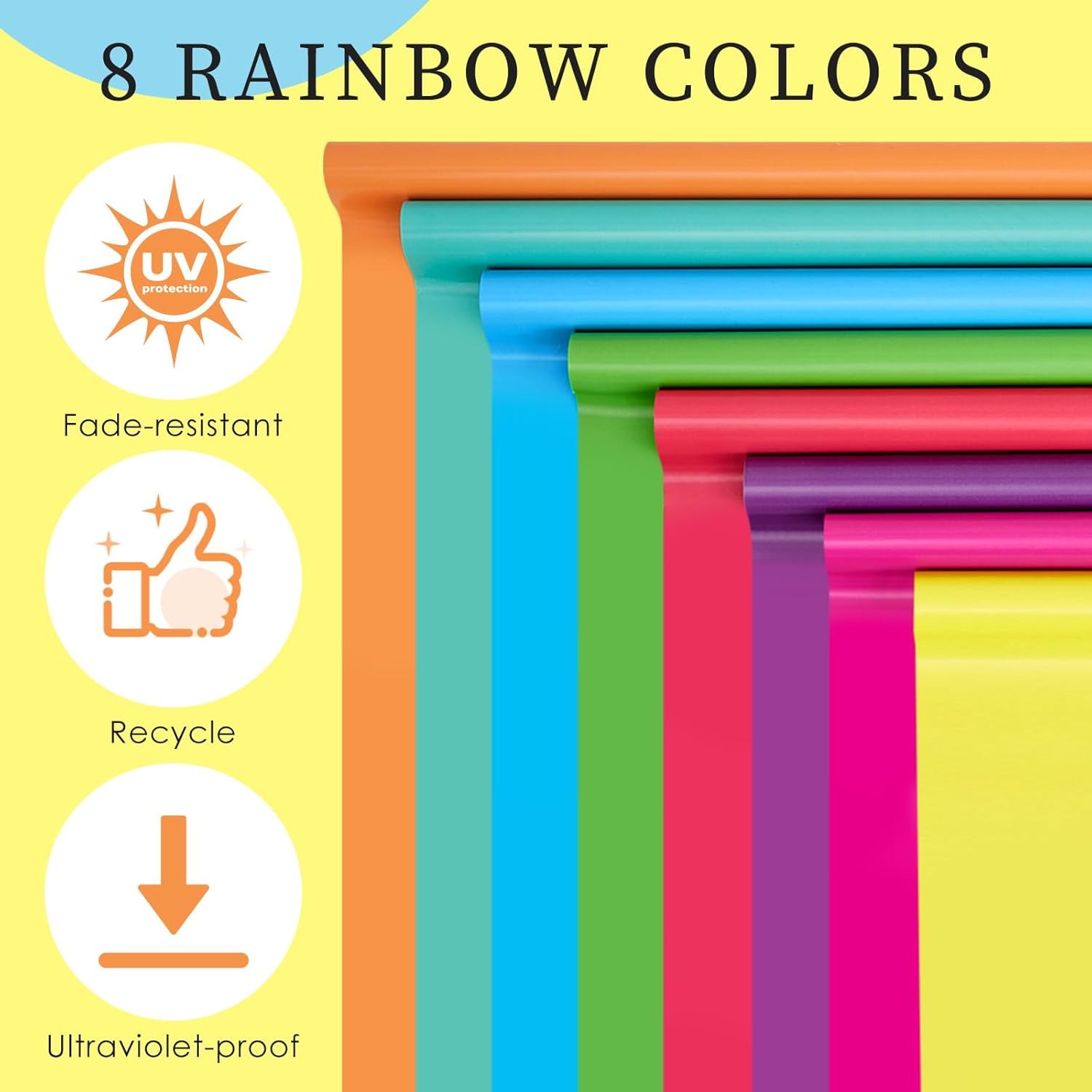 Affrolling 8 Rolls Bulletin Board Paper 47 inch x 15 Feet with 8 Pcs 262 ft Colorful Borders for Bulletin Board Construction Craft Paper Roll Bulk DIY for Classroom Decor Art Drawing Painting(Rainbow)